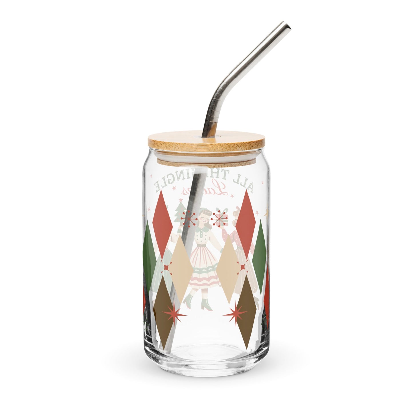 All The Jingle Ladies Retro 16 oz. Glass Cup - Merry May