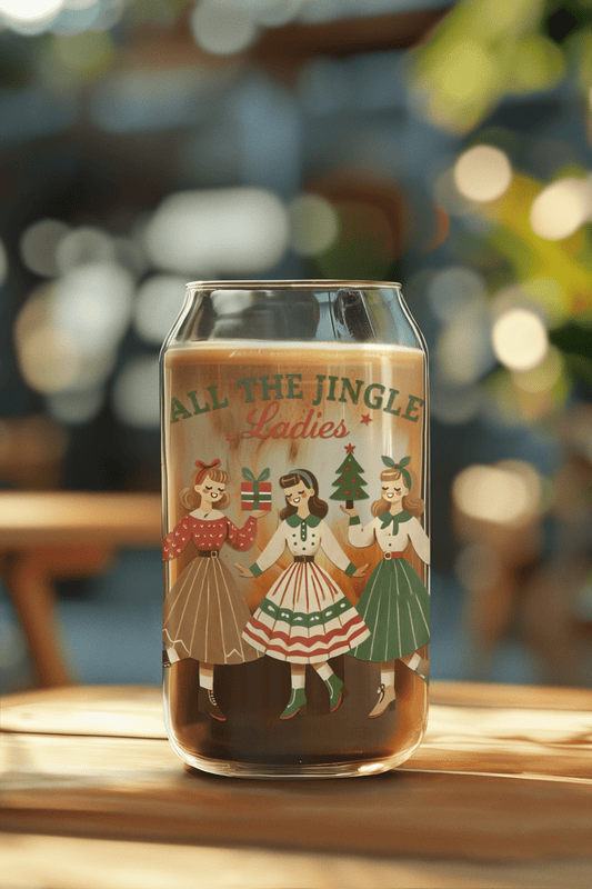 All The Jingle Ladies Retro 16 oz. Glass Cup - Merry May