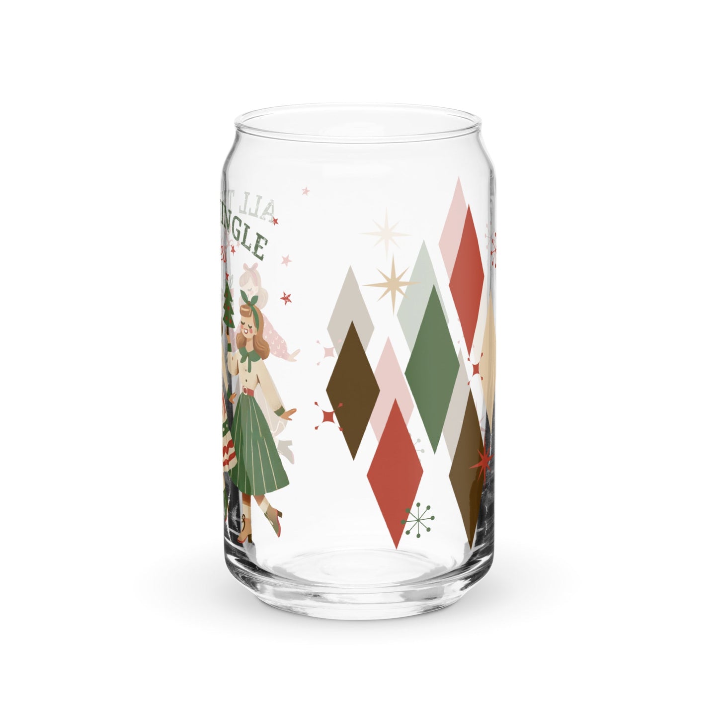 All The Jingle Ladies Retro 16 oz. Glass Cup - Merry May