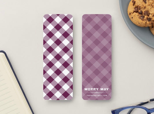 Autumn Plaid Glossy Double - Sided Bookmark, 2” x 6” - Merry May