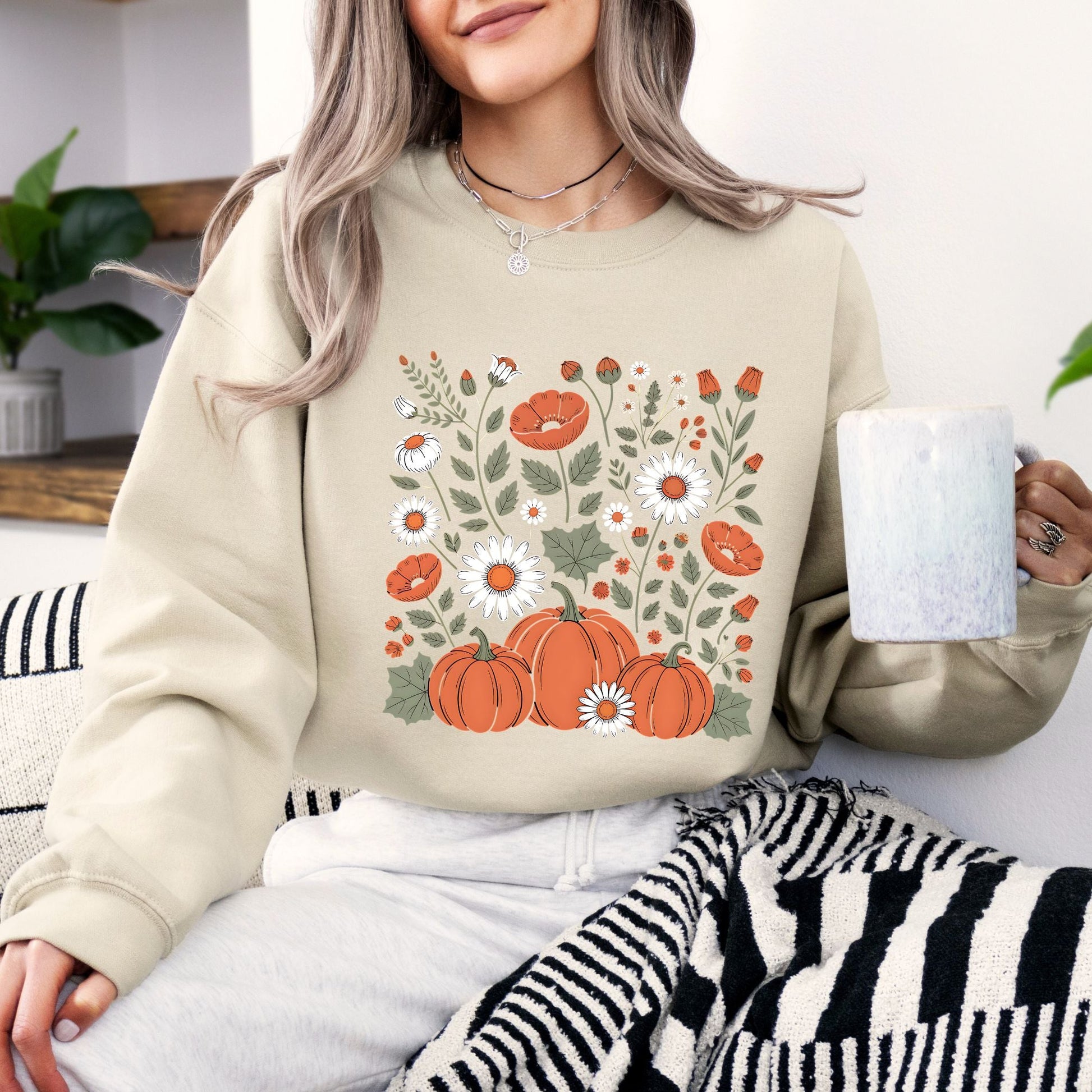Blooming Pumpkins Crewneck Sweatshirt - Merry May