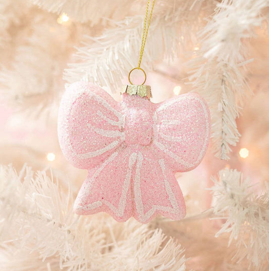 Blush & Sparkle Bow Christmas Ornament - Merry May
