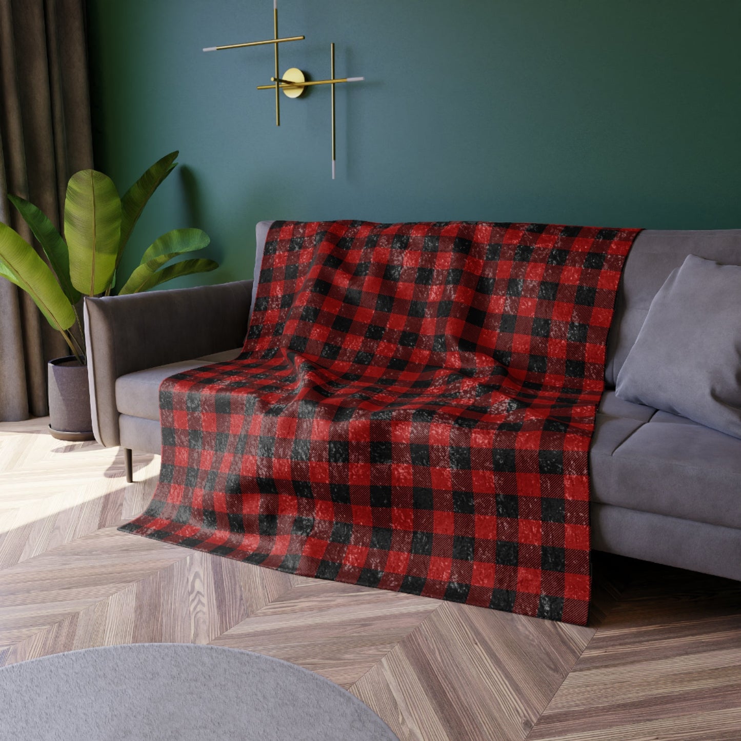 Buffalo Plaid Crushed Velvet Blanket - Merry May