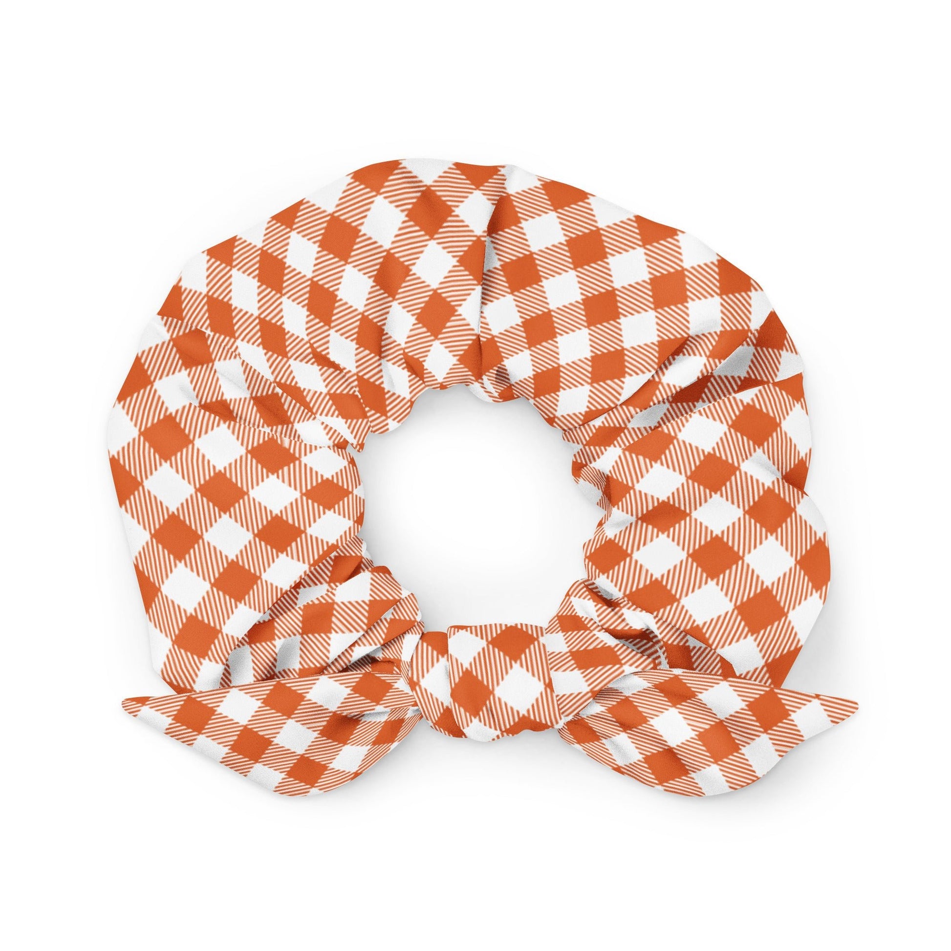 Burnt Orange Plaid Recycled Fabric Hair Scrunchie - Merry May