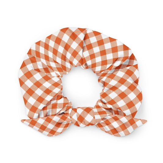 Burnt Orange Plaid Recycled Fabric Hair Scrunchie - Merry May