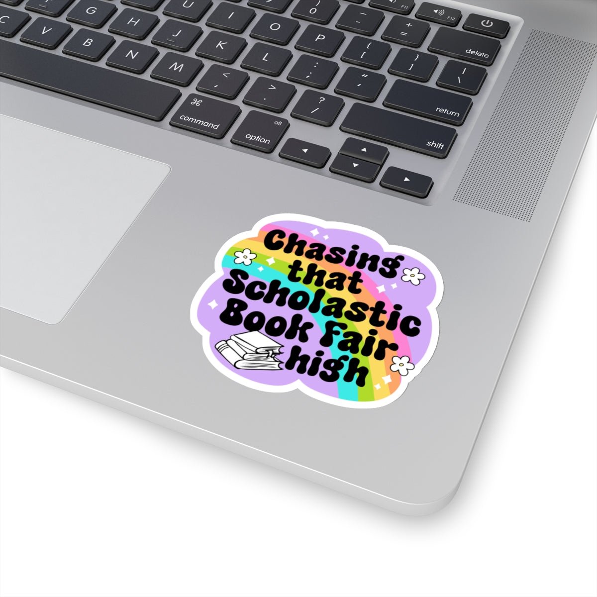 Chasing That Scholastic Book Fair High Vinyl Sticker, 3.0" x 2.8" - Merry May
