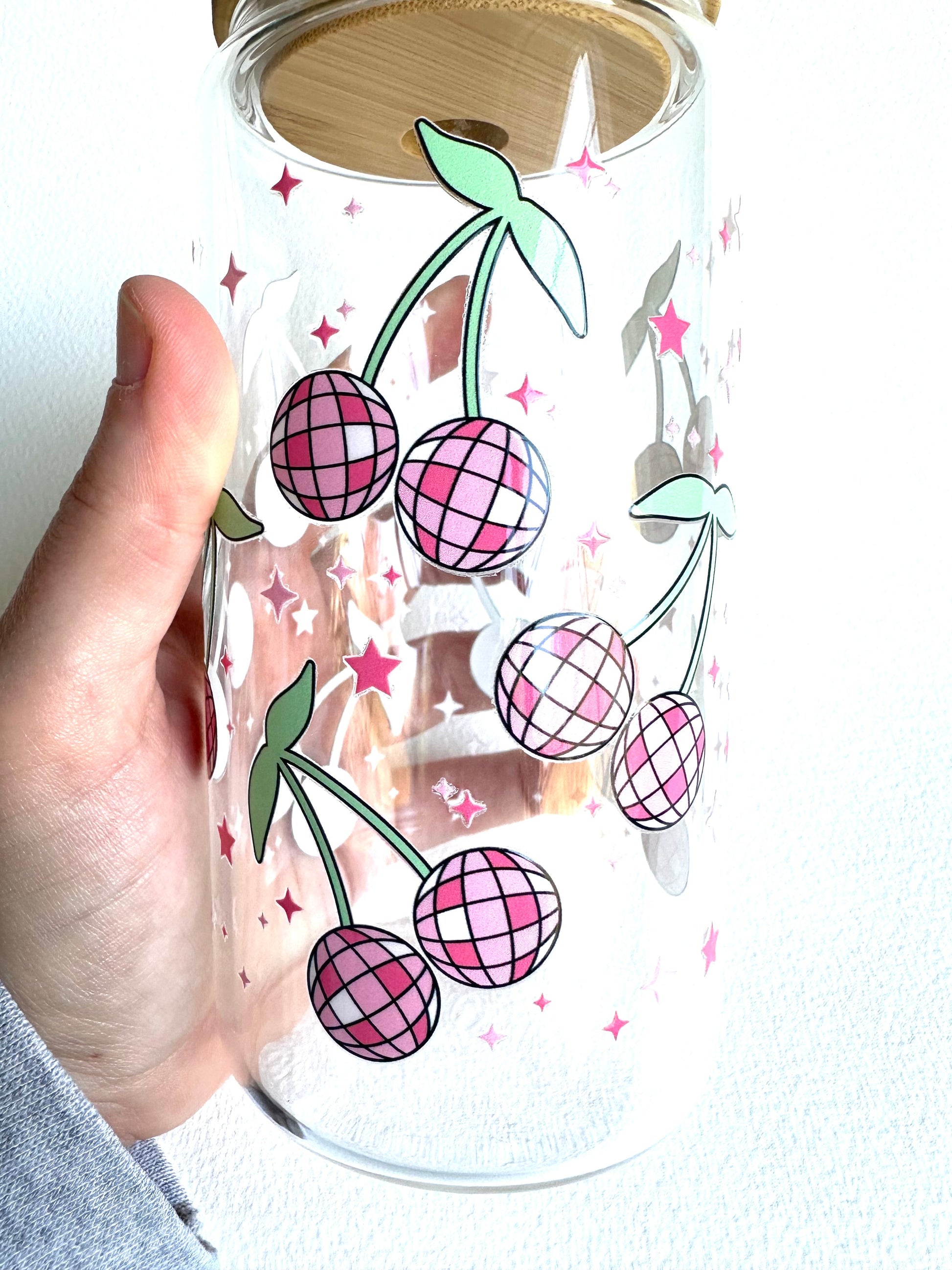 Cherry Disco 16 oz. Glass Cup - Merry May