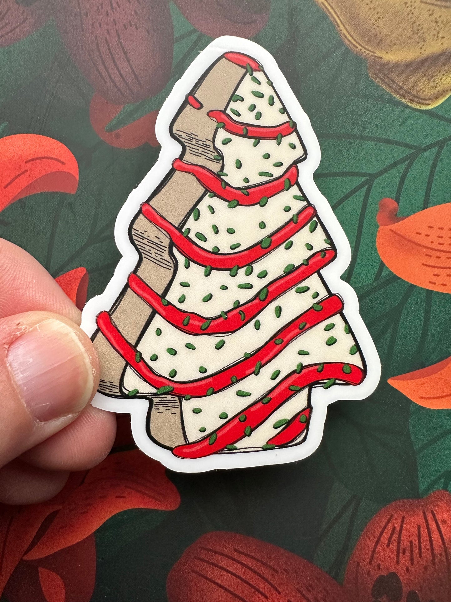 Christmas Tree Cake Vinyl Sticker, 2.17" x 3.0" - Merry May