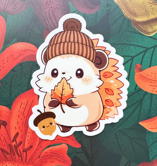 Cozy Autumn Squirrel Vinyl Sticker, 2.5x3" - Merry May