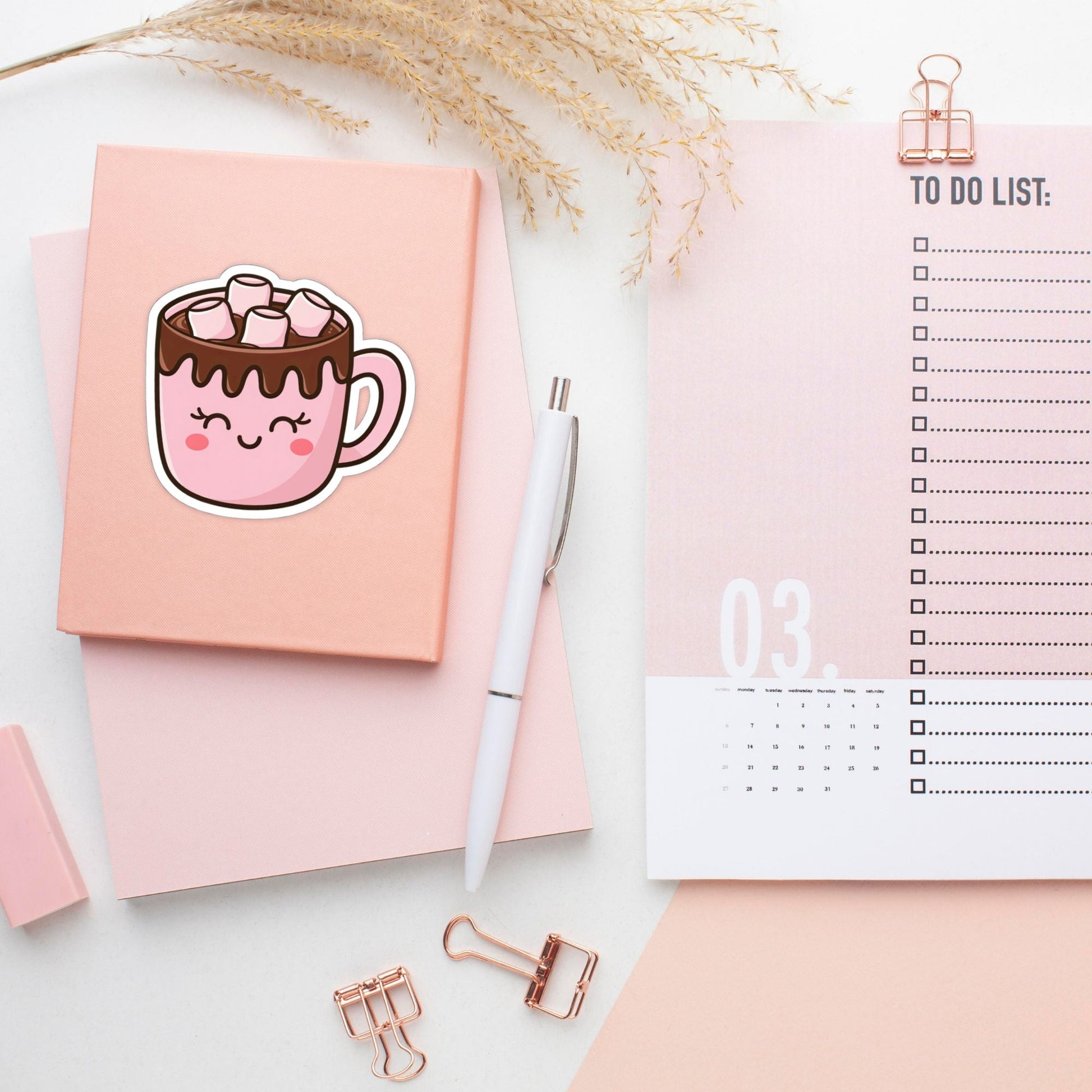 Cute Hot Cocoa Vinyl Sticker, 3" x 2.8" - Merry May