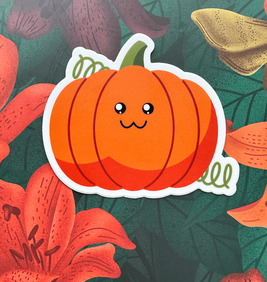 Cute Pumpkin Vinyl Sticker, 3x2.5" - Merry May