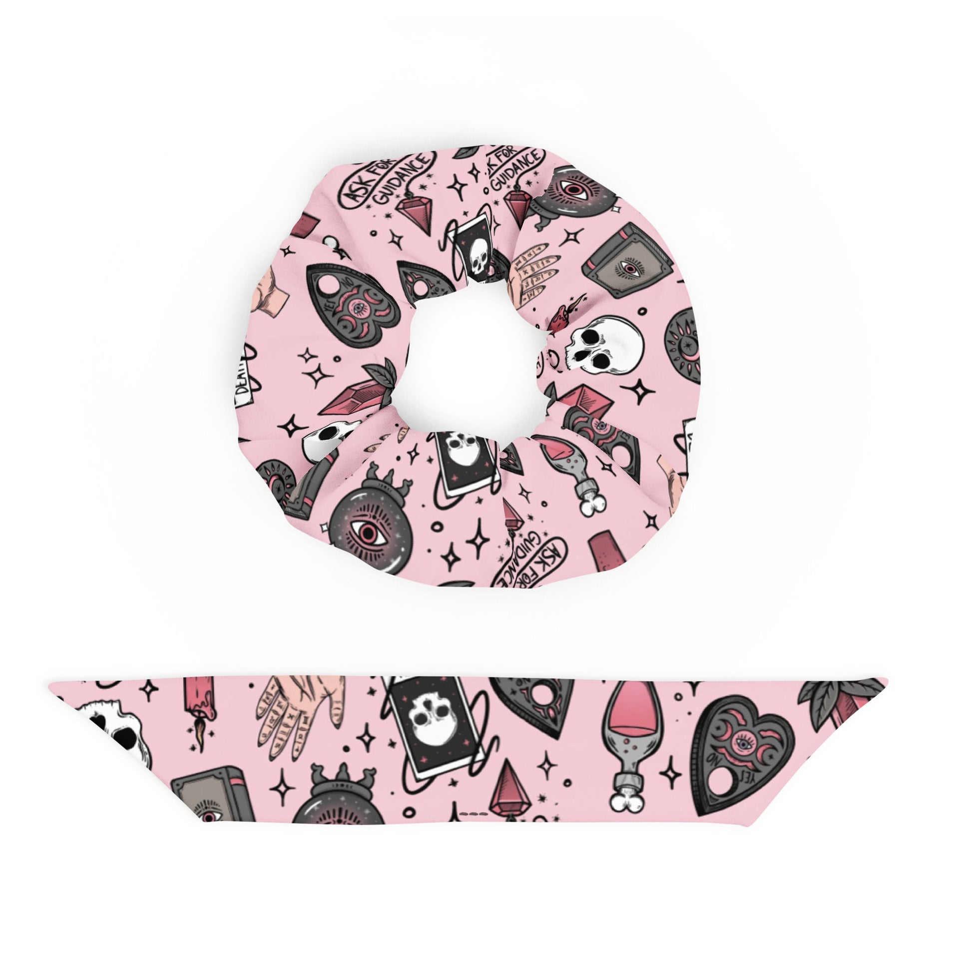 Cute Witchy Pink Recycled Fabric Hair Scrunchie - Merry May