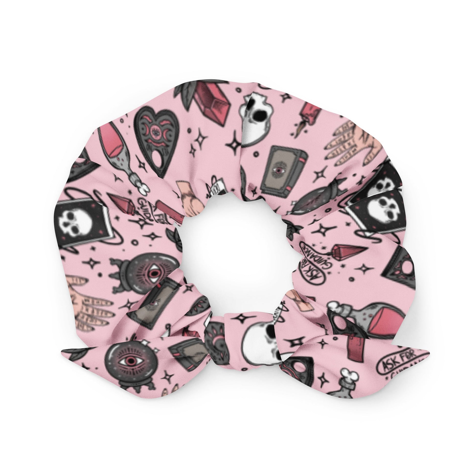 Cute Witchy Pink Recycled Fabric Hair Scrunchie - Merry May