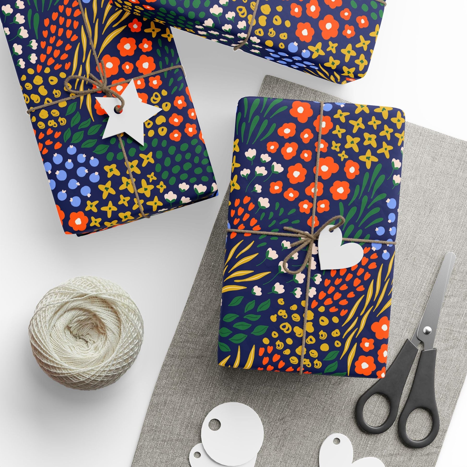 Dark Winter Floral Matte Wrapping Paper Roll - Merry May