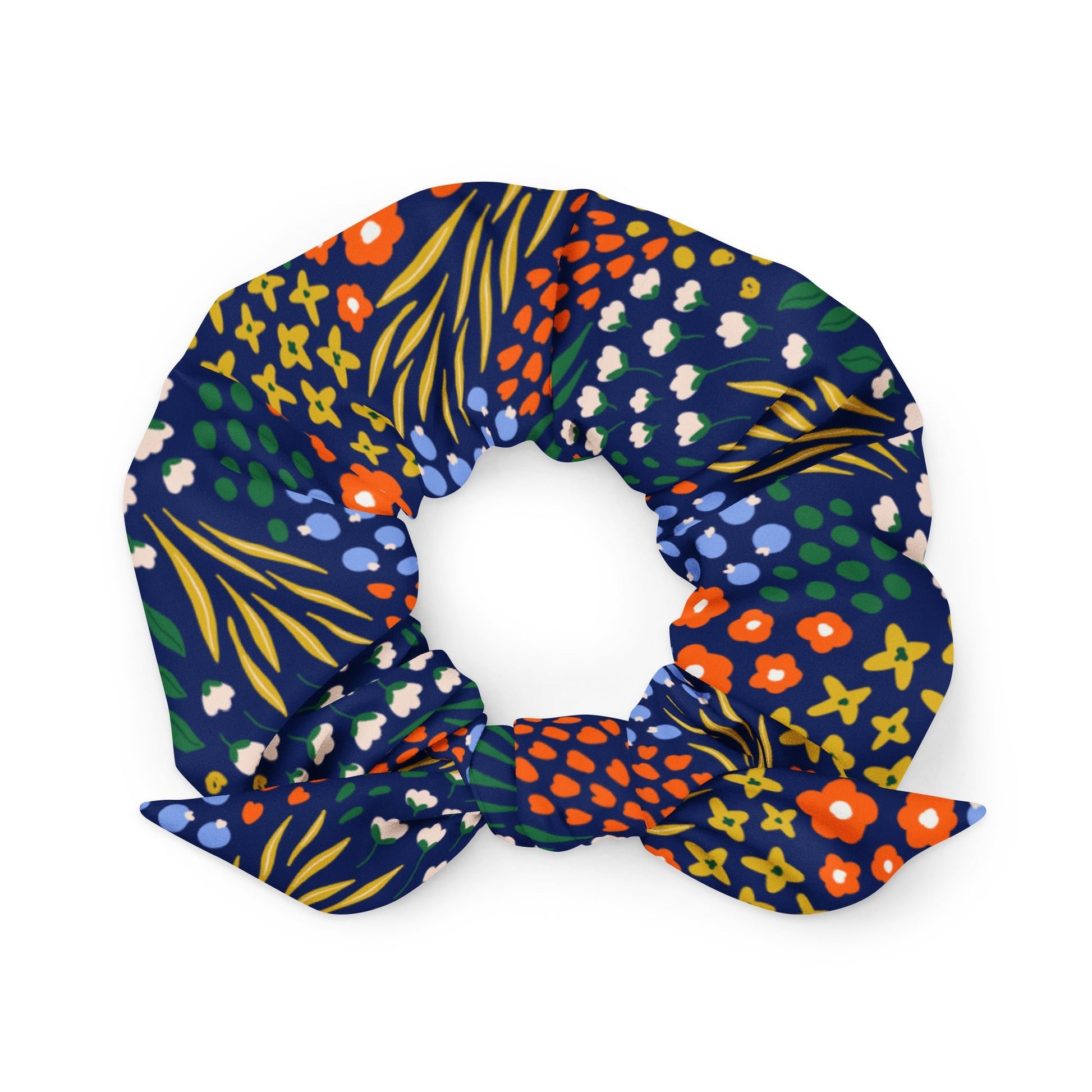 Dark Winter Floral Recycled Fabric Hair Scrunchie - Merry May