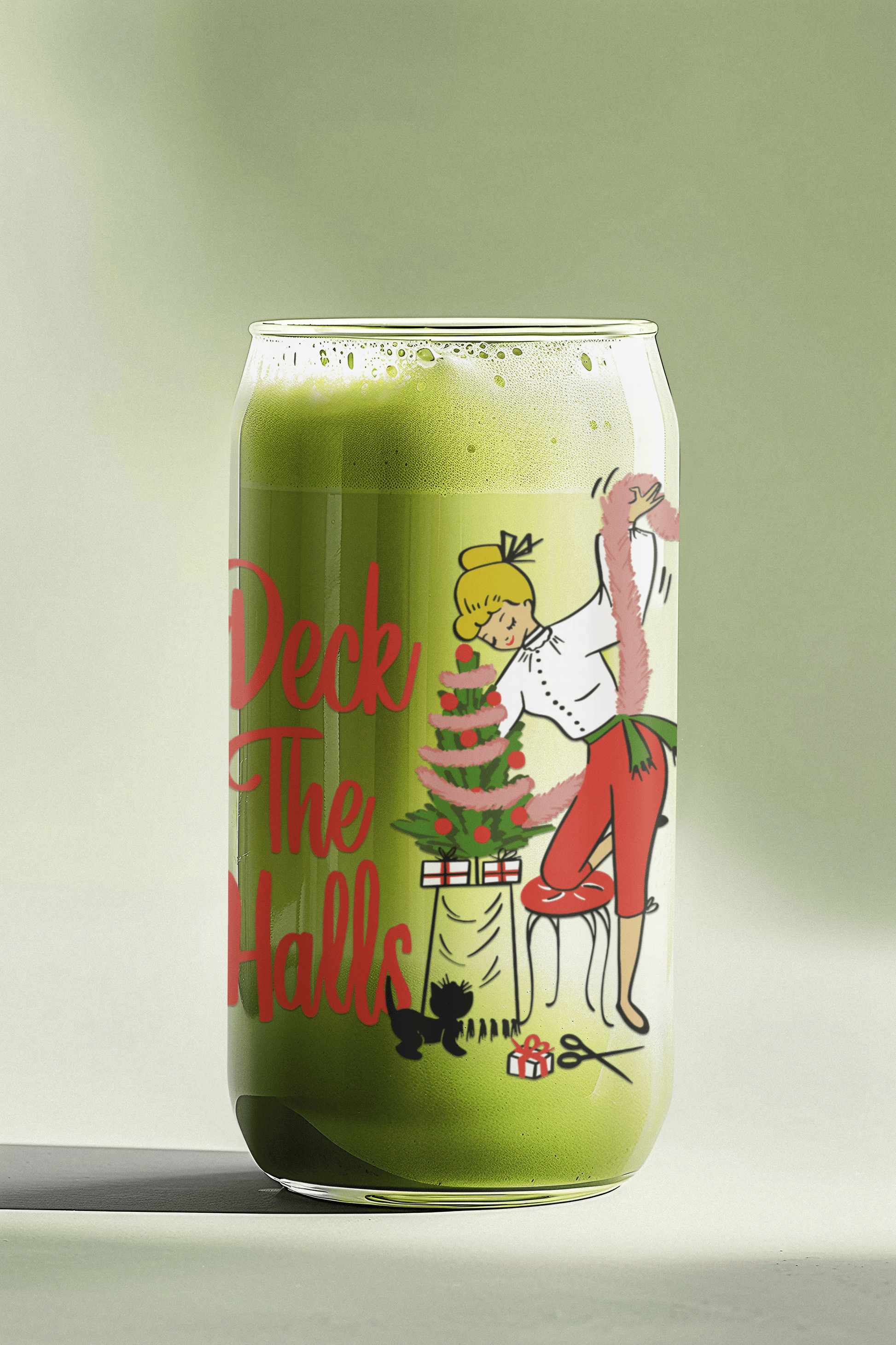 Deck The Halls Retro 16 oz. Glass Cup - Merry May