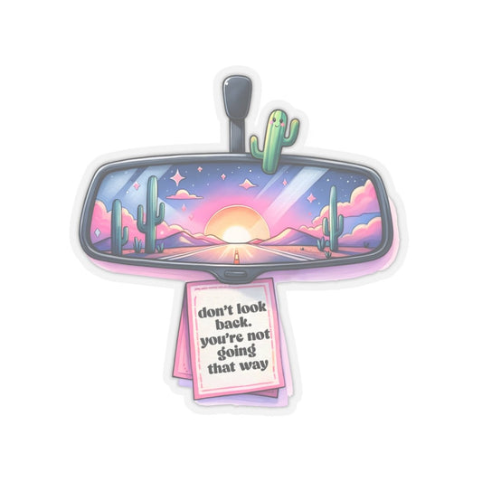 Don't Look Back Clear Transparent Vinyl Sticker, 2.8" x 3" - Merry May
