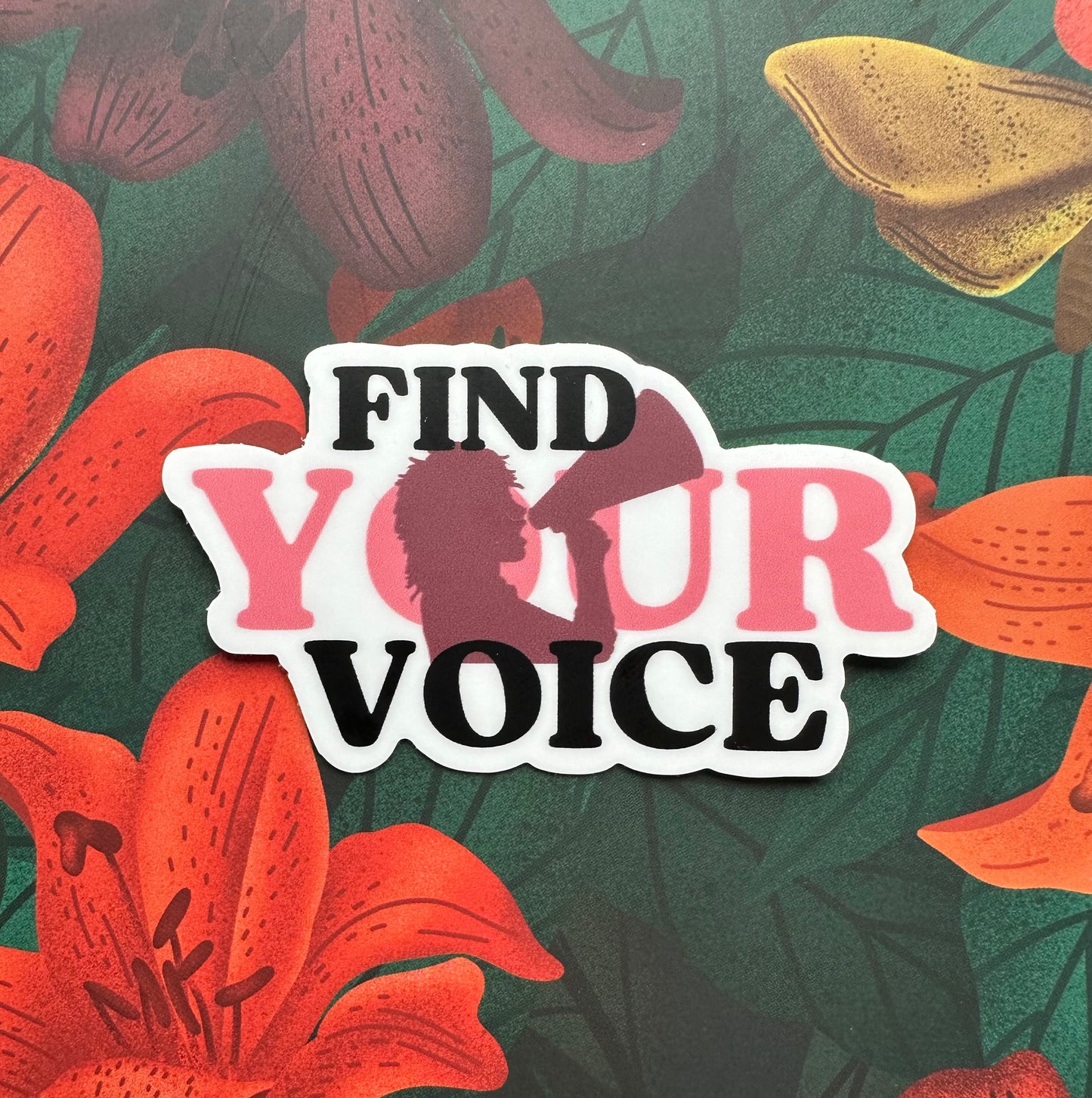 Find Your Voice Vinyl Sticker, 3.0" x 1.7" - Merry May