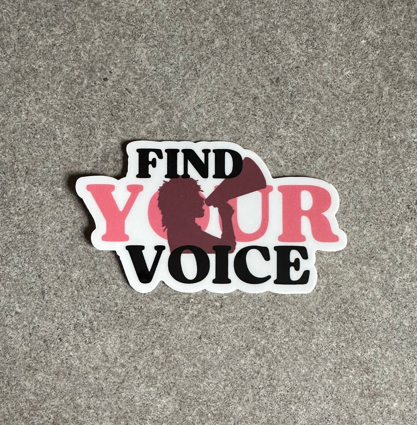 Find Your Voice Vinyl Sticker, 3.0" x 1.7" - Merry May