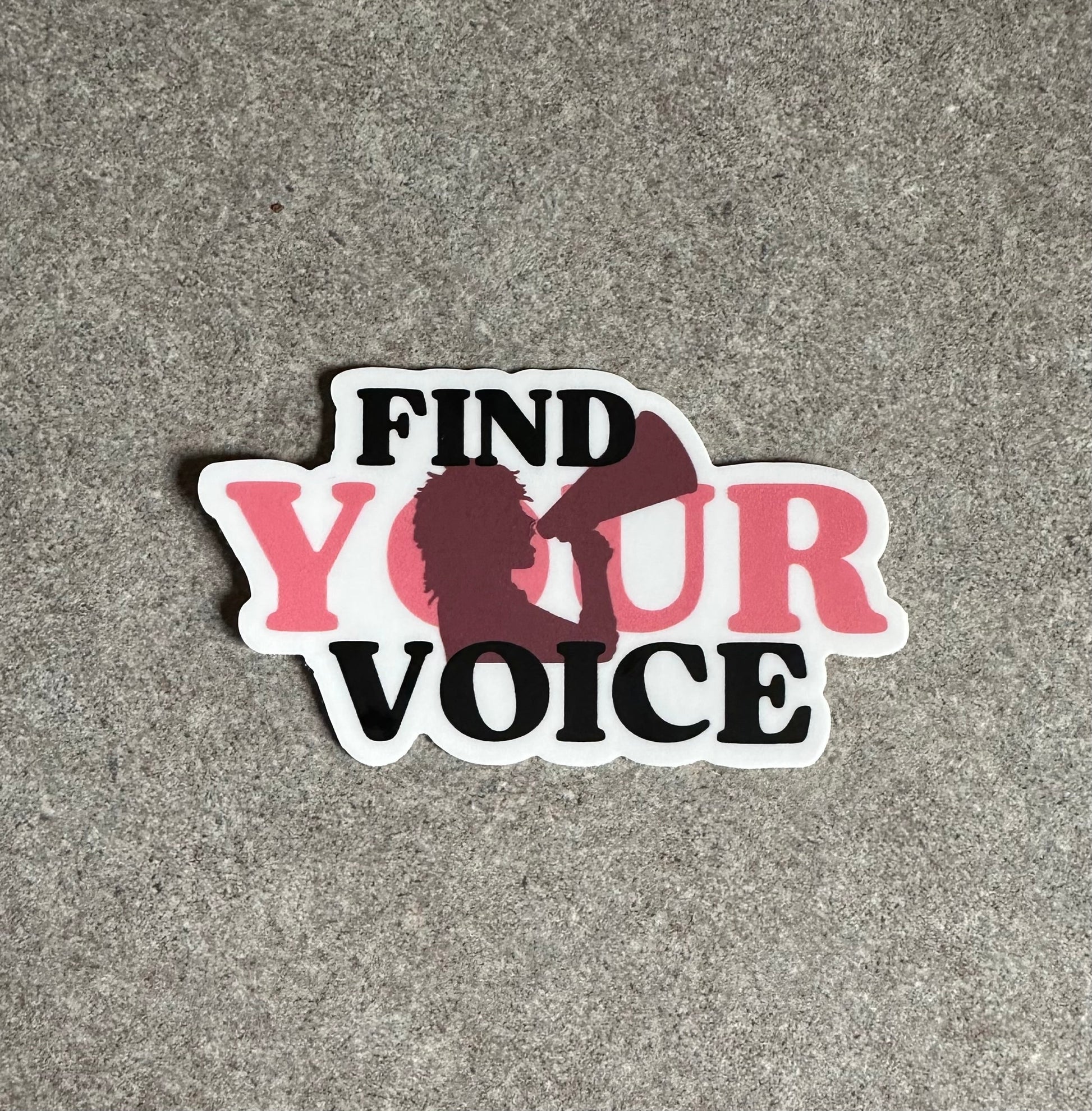 Find Your Voice Vinyl Sticker, 3.0" x 1.7" - Merry May