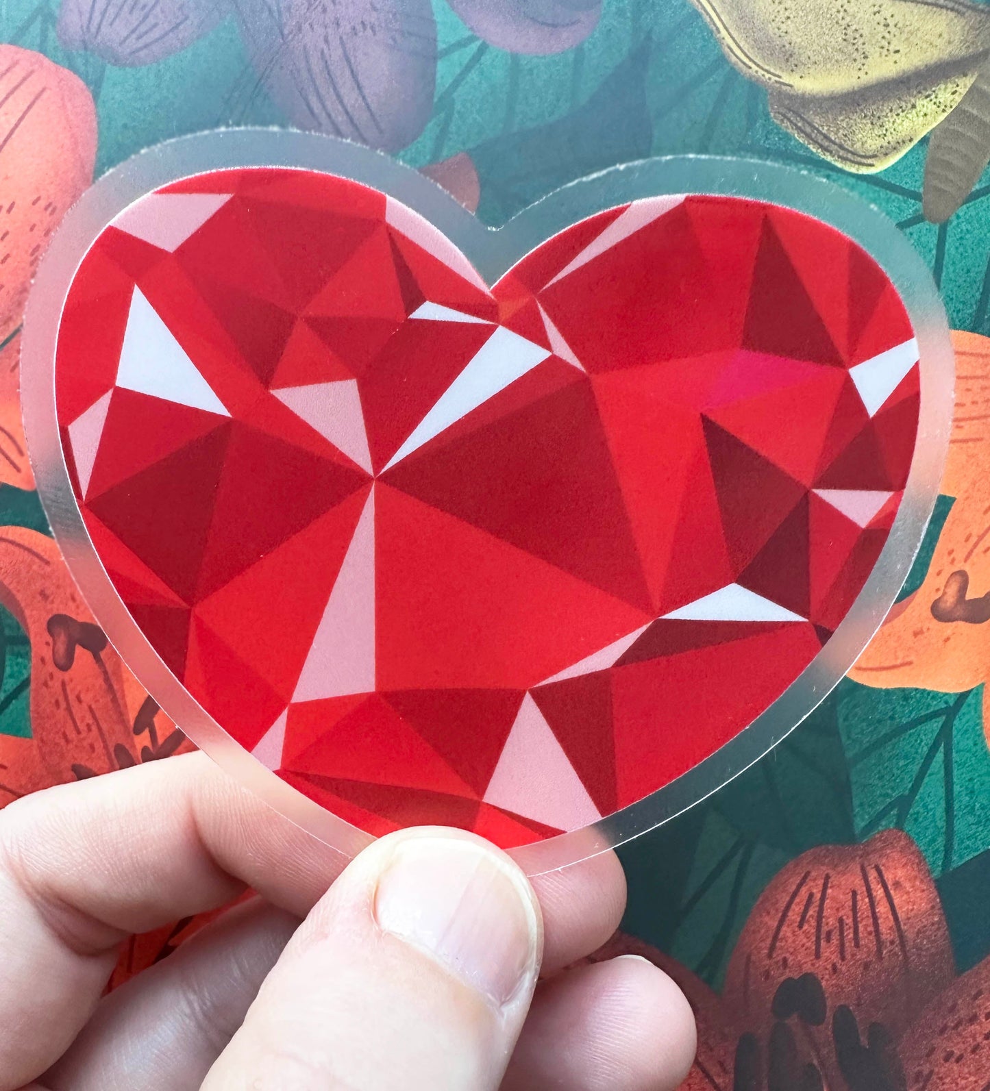 Fractal Heart Clear Transparent Vinyl Sticker, 3" x 2.6" - Merry May