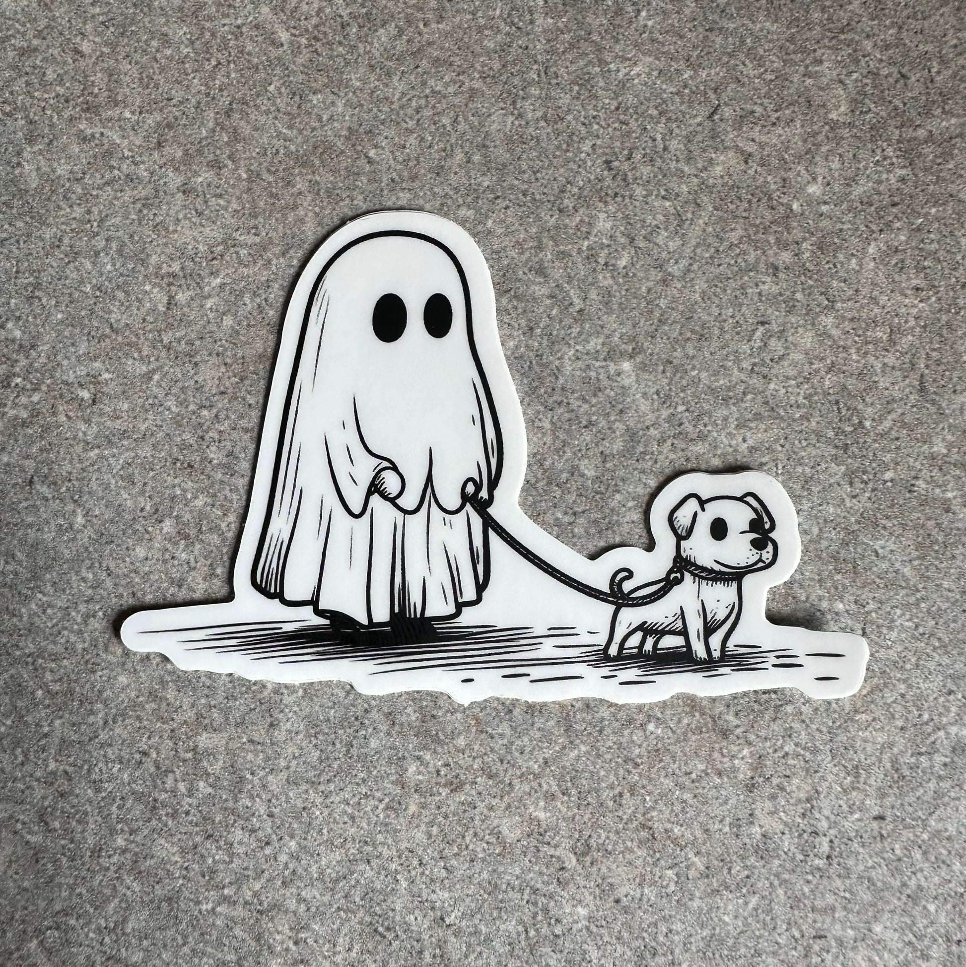 Ghost Dogwalker Vinyl Sticker, 3.0" x 2.0" - Merry May