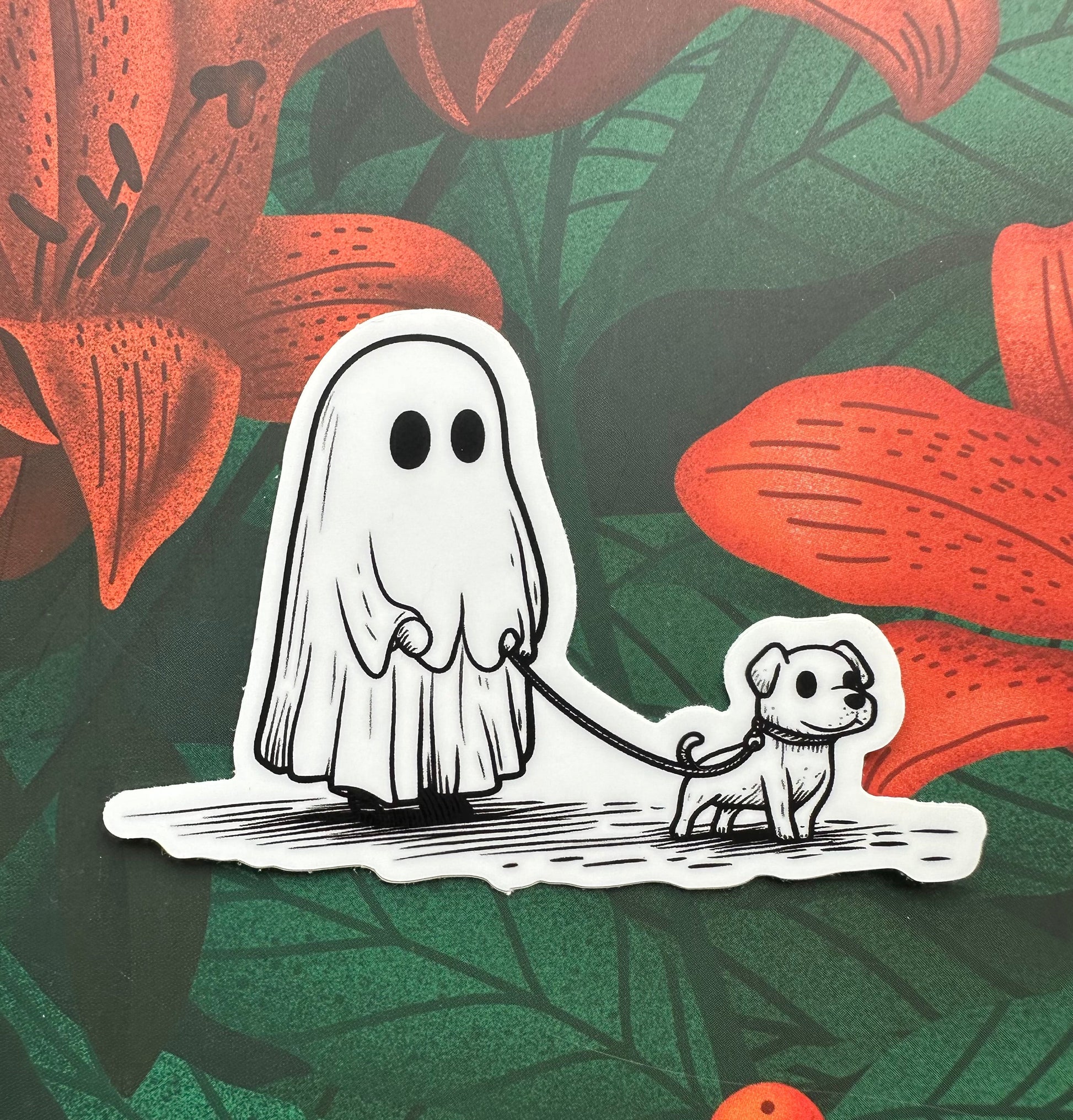 Ghost Dogwalker Vinyl Sticker, 3.0" x 2.0" - Merry May
