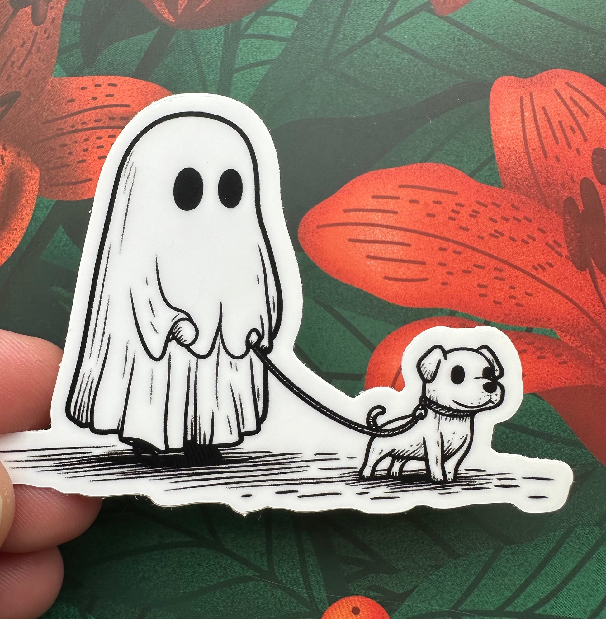 Ghost Dogwalker Vinyl Sticker, 3.0" x 2.0" - Merry May