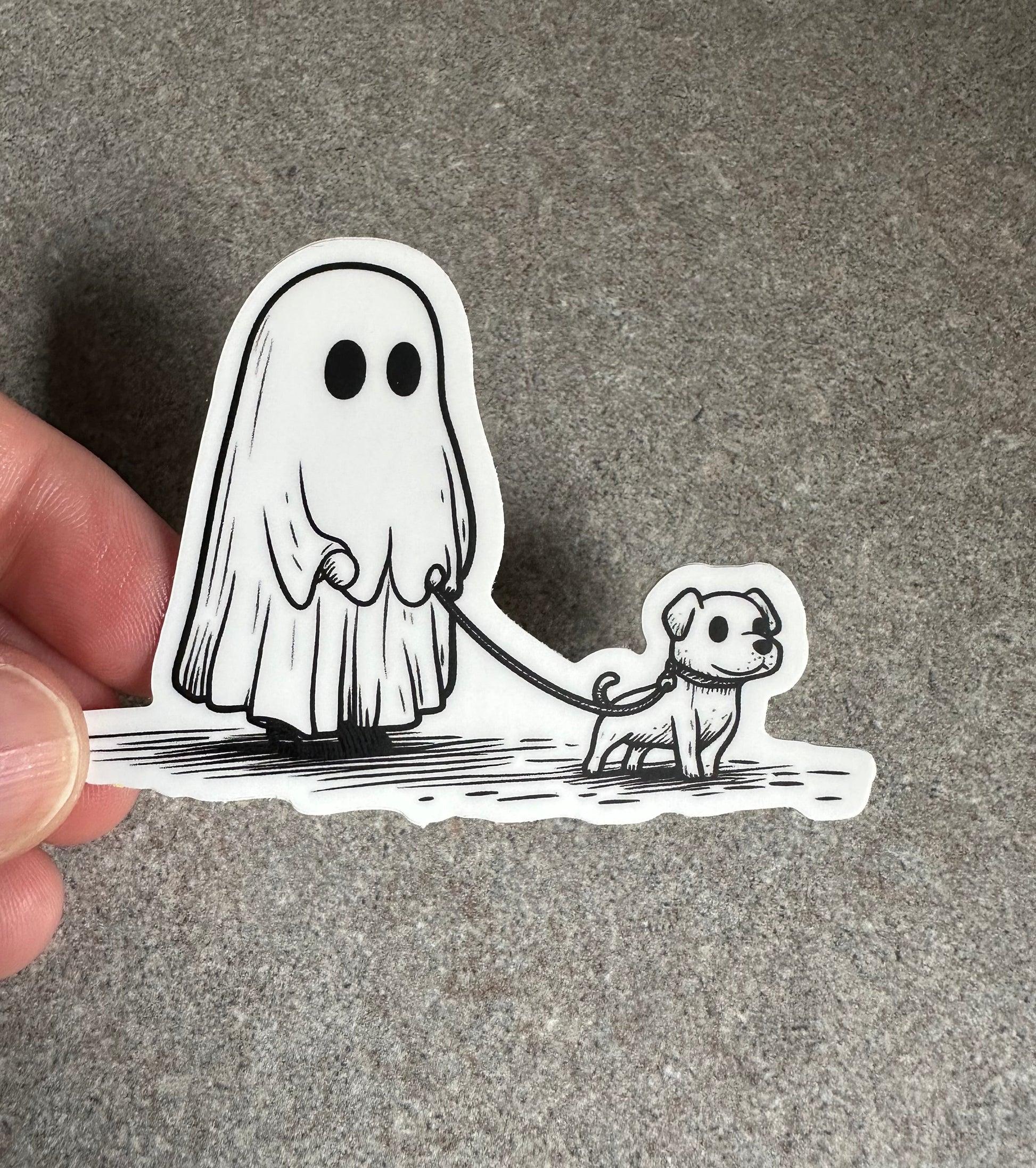 Ghost Dogwalker Vinyl Sticker, 3.0" x 2.0" - Merry May