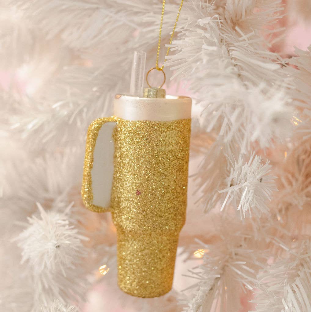 Gold Glitter Trendy Tumbler Christmas Ornament - Merry May