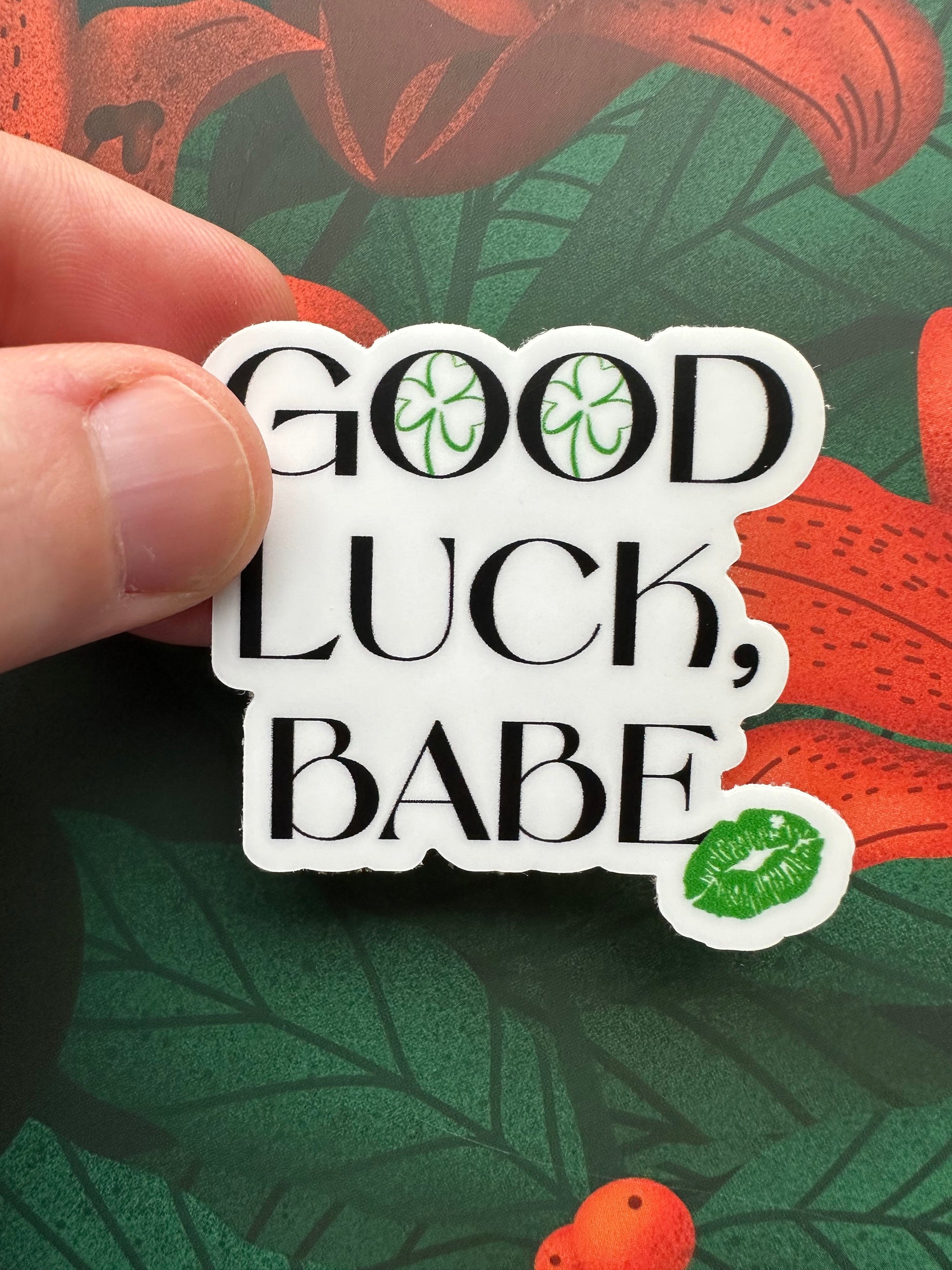 Good Luck Babe Vinyl Sticker, 2.0" x 1.8" - Merry May