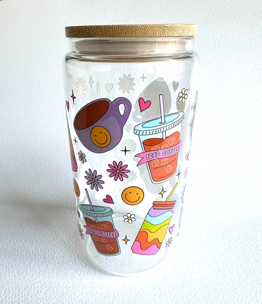 Groovy Coffee 16 oz. Glass Cup - Merry May