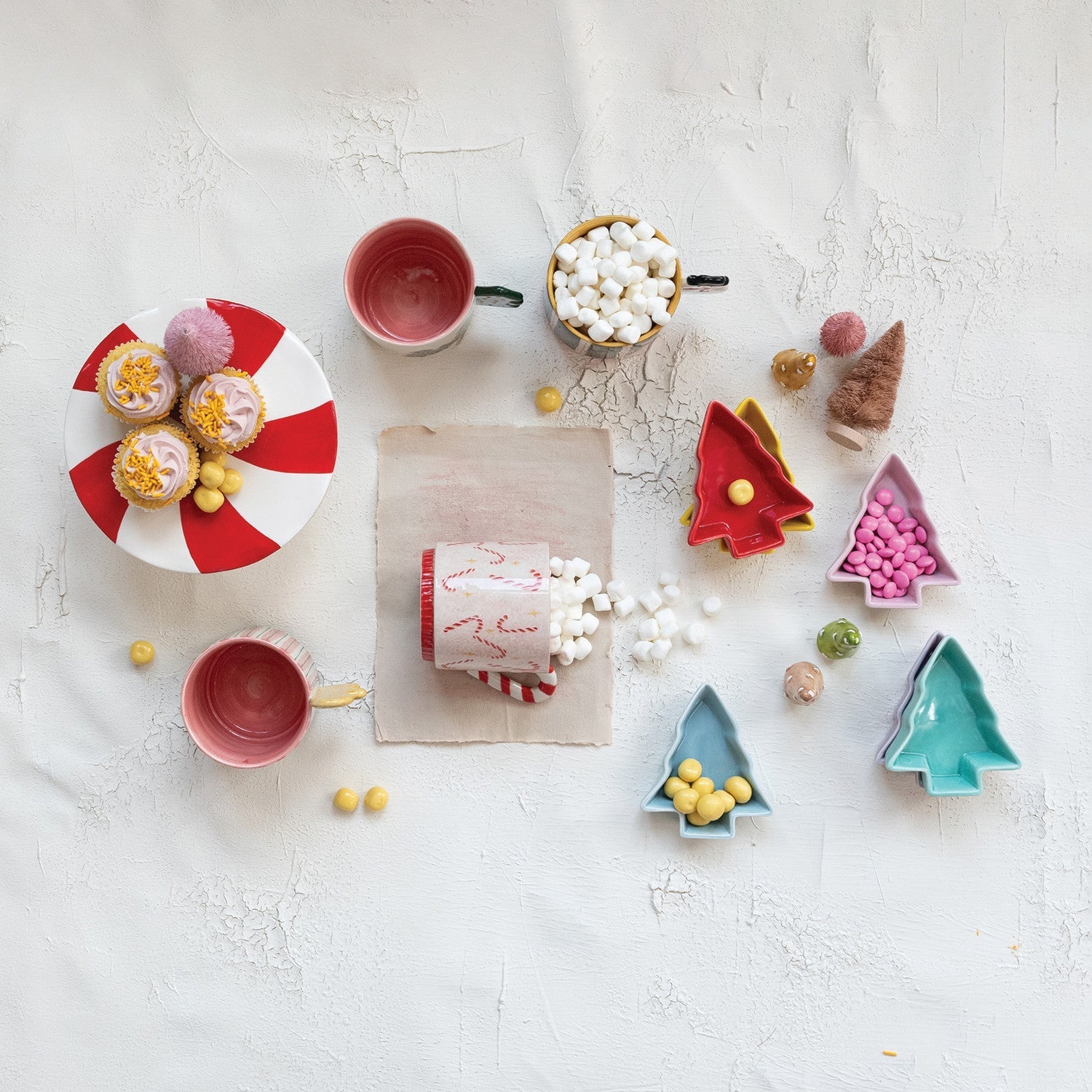 Hand - Painted Ceramic Peppermint Pedestal - Merry May