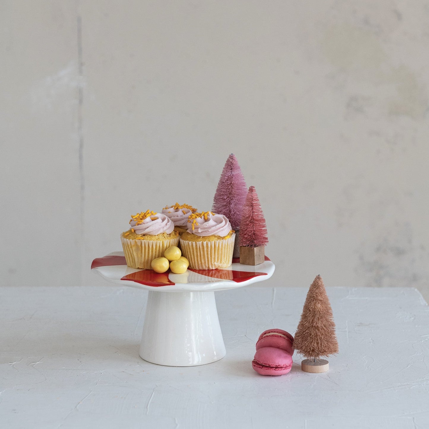 Hand - Painted Ceramic Peppermint Pedestal - Merry May