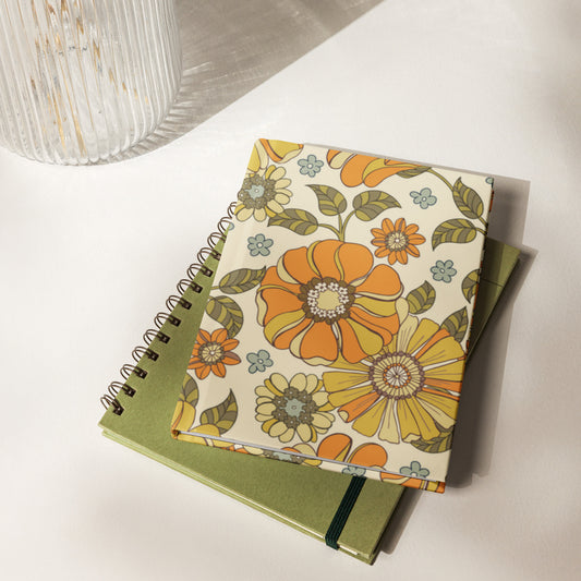 Retro Orange Floral Matte Hardcover Journal, 5.75" x 8"