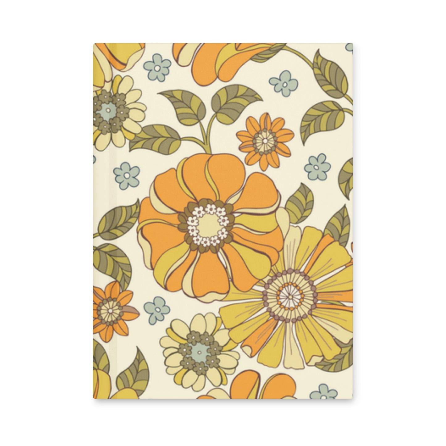 Retro Orange Floral Matte Hardcover Journal, 5.75" x 8"