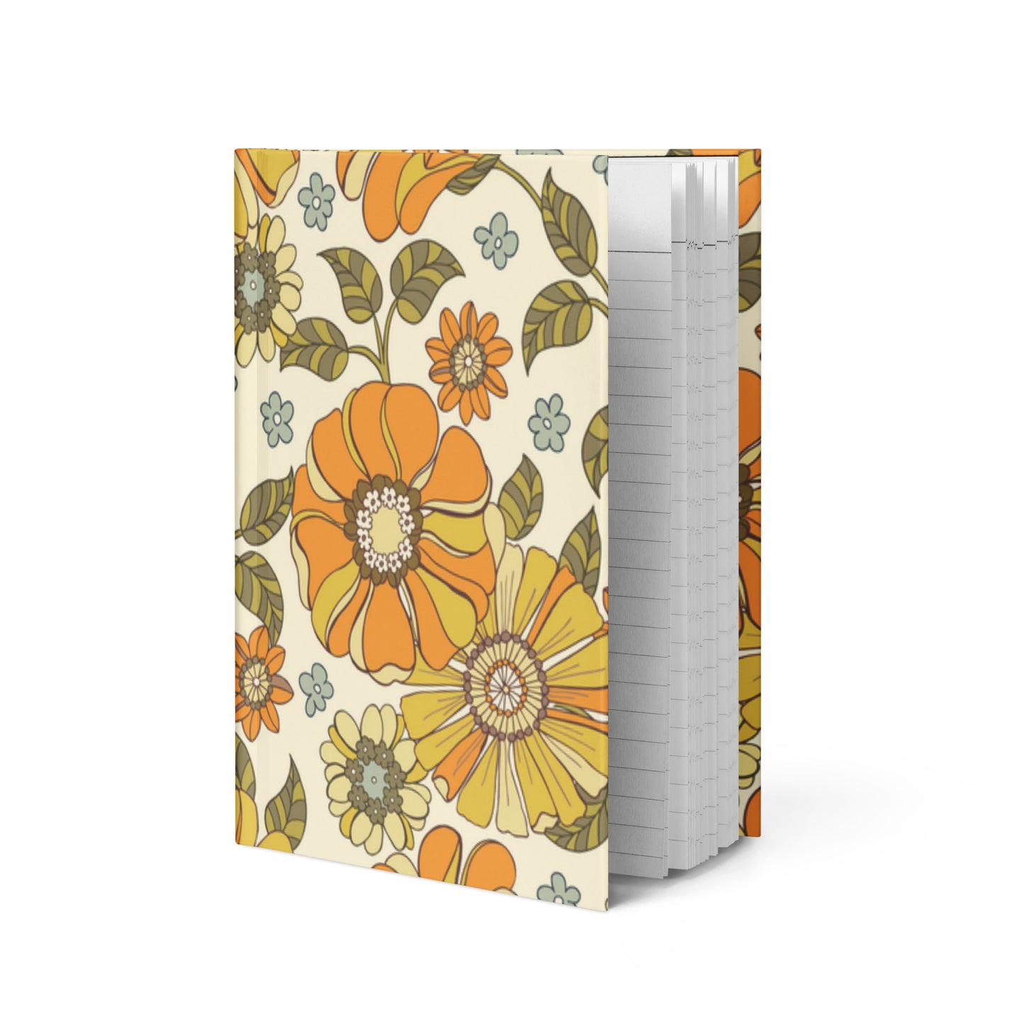 Retro Orange Floral Matte Hardcover Journal, 5.75" x 8"