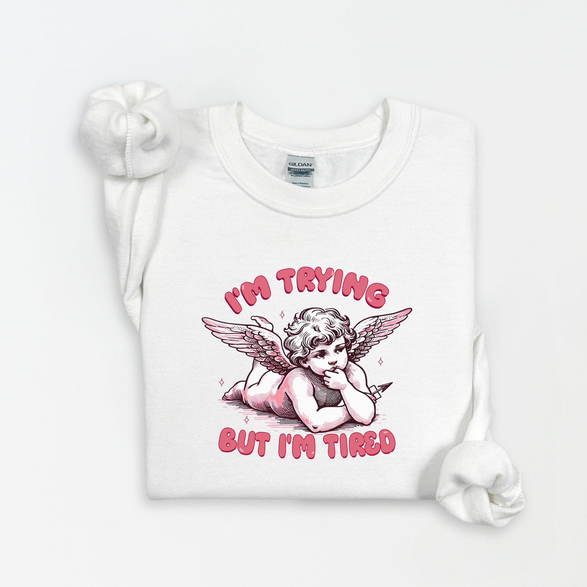 I'm Trying But I'm Tired Cupid Sweatshirt - Merry May