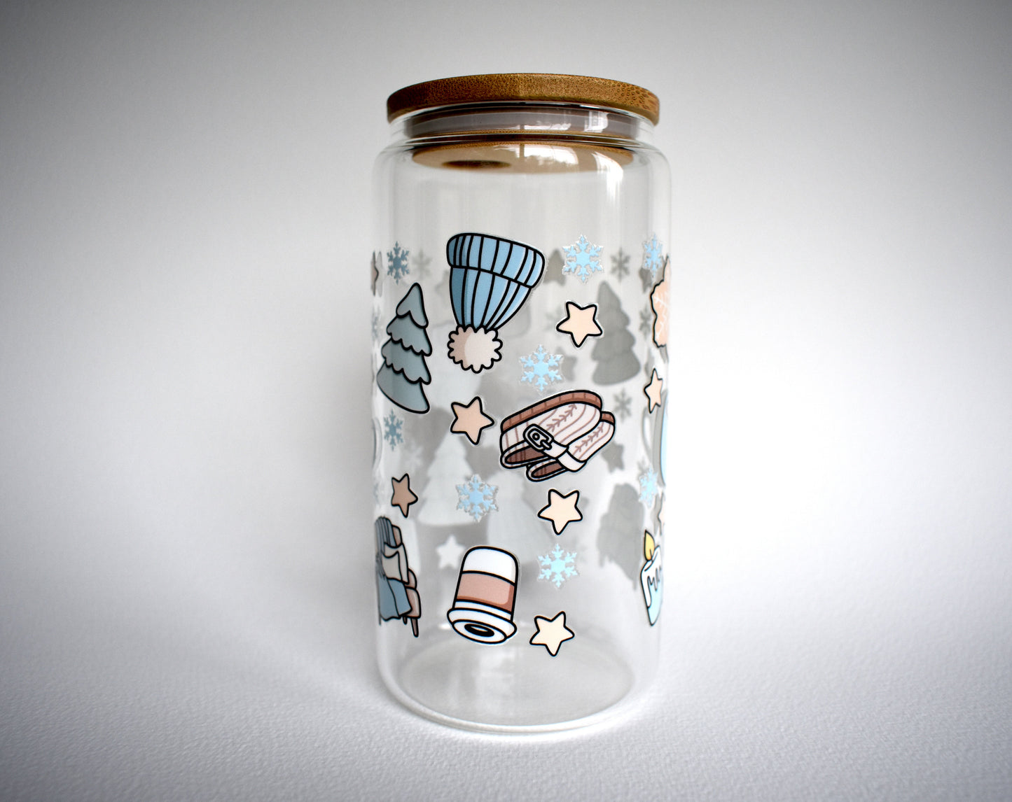 (Imperfection) Cozy Winter Season 16 oz. Glass Cup - FINAL SALE ITEM - Merry May