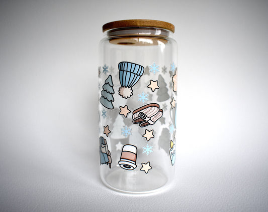 (Imperfection) Cozy Winter Season 16 oz. Glass Cup - FINAL SALE ITEM - Merry May