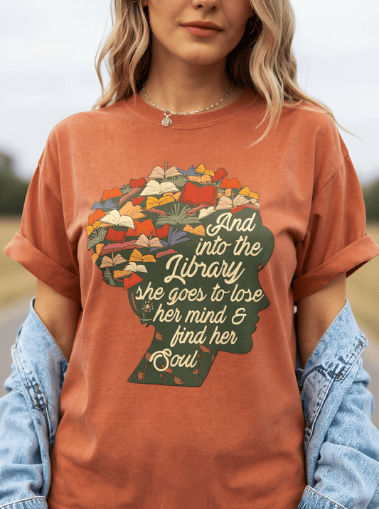 Into the Library T-shirt - Merry May
