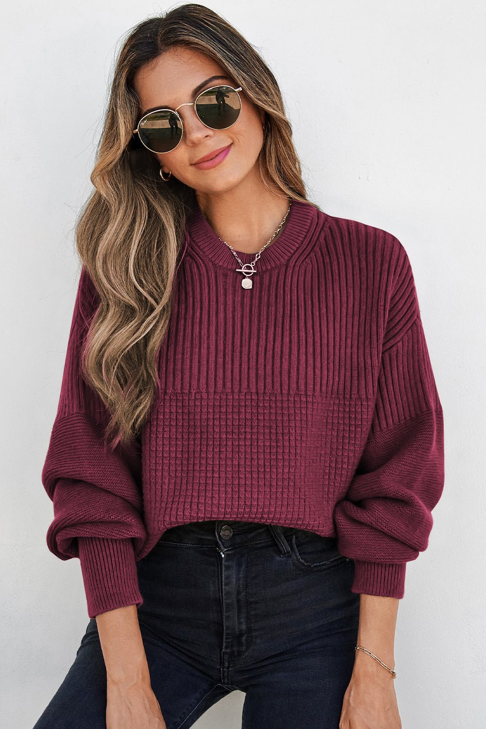 Julietta Mixed Textured Knitted Sweater - Merry May