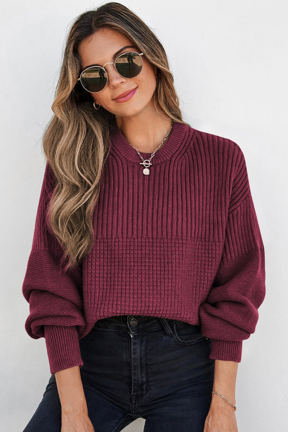 Julietta Mixed Textured Knitted Sweater - Merry May