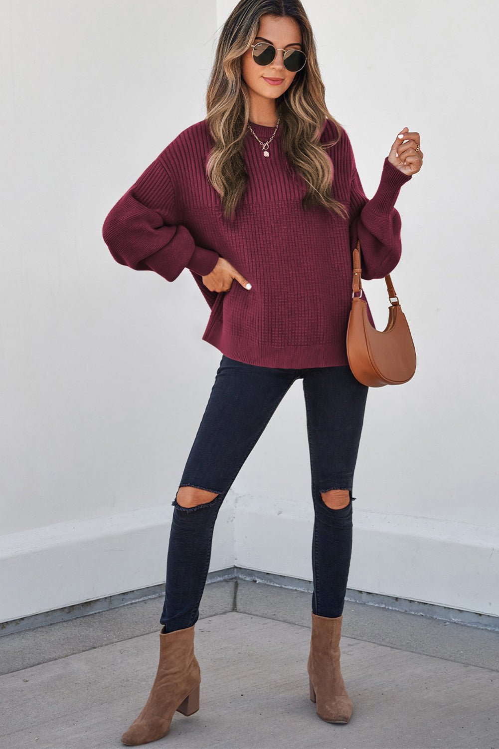 Julietta Mixed Textured Knitted Sweater - Merry May