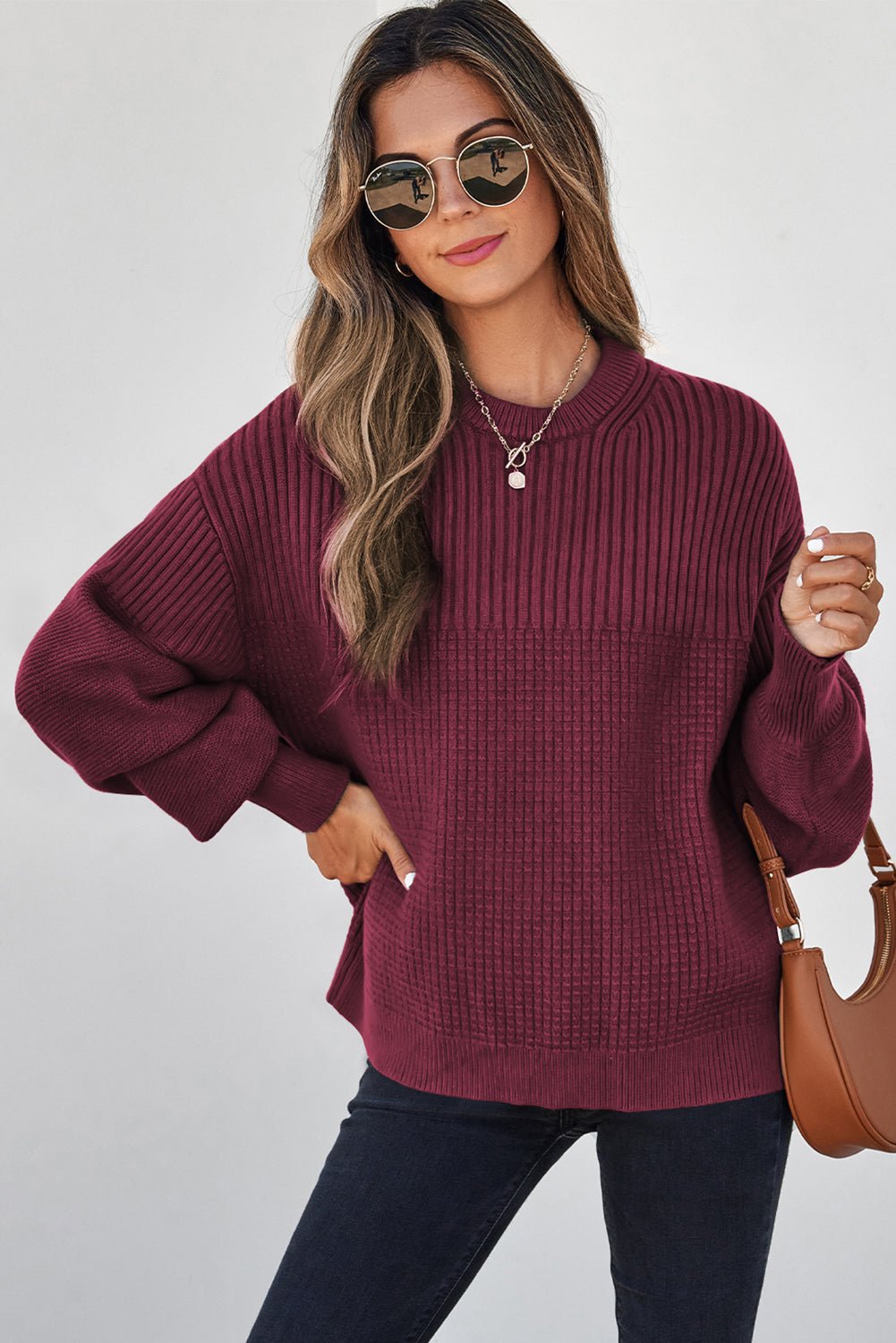 Julietta Mixed Textured Knitted Sweater - Merry May