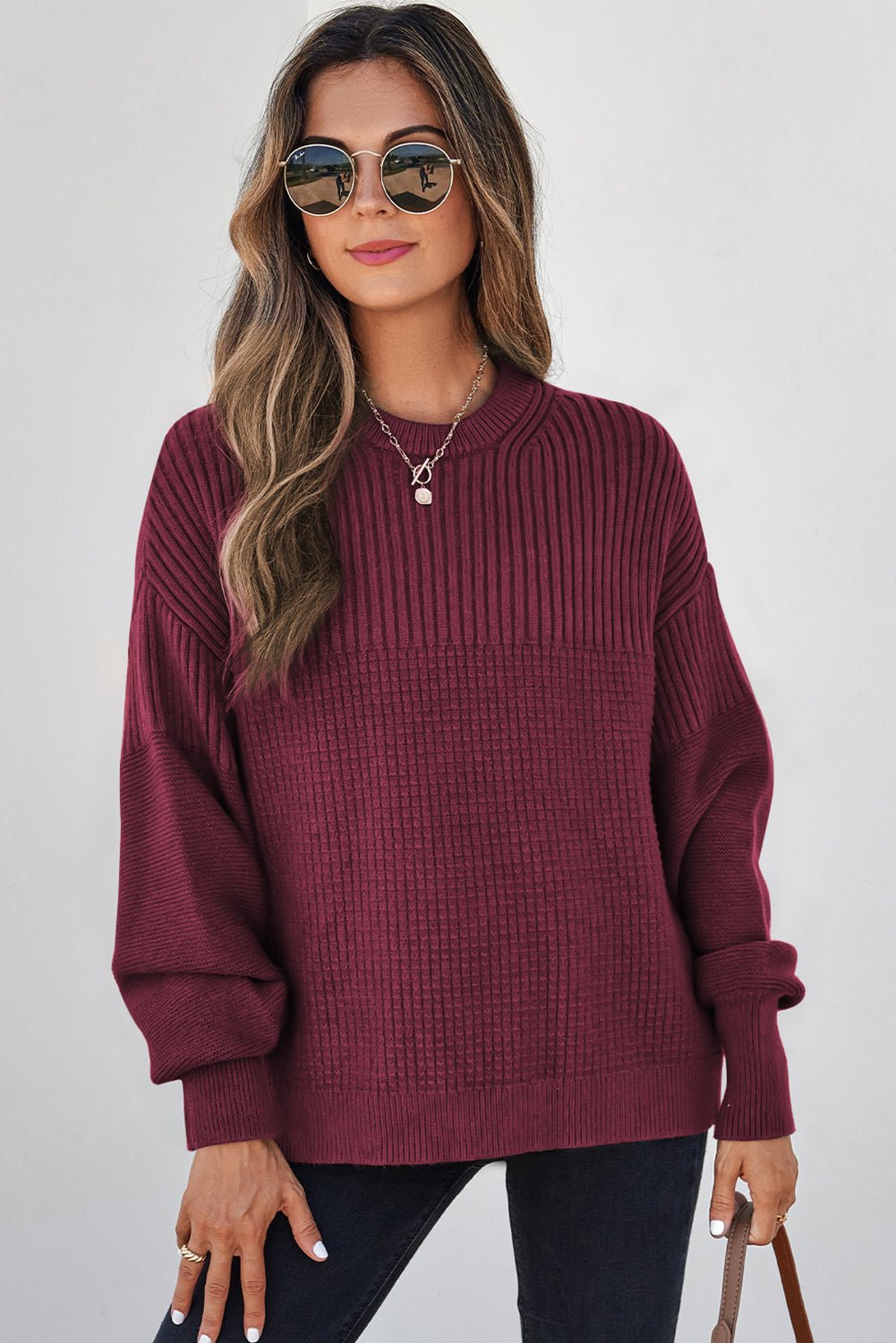Julietta Mixed Textured Knitted Sweater - Merry May