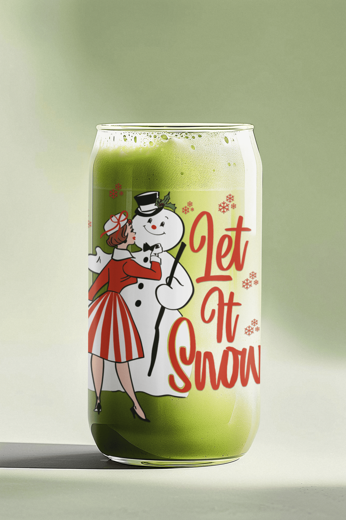 Let It Snow Retro 16 oz. Glass Cup - Merry May
