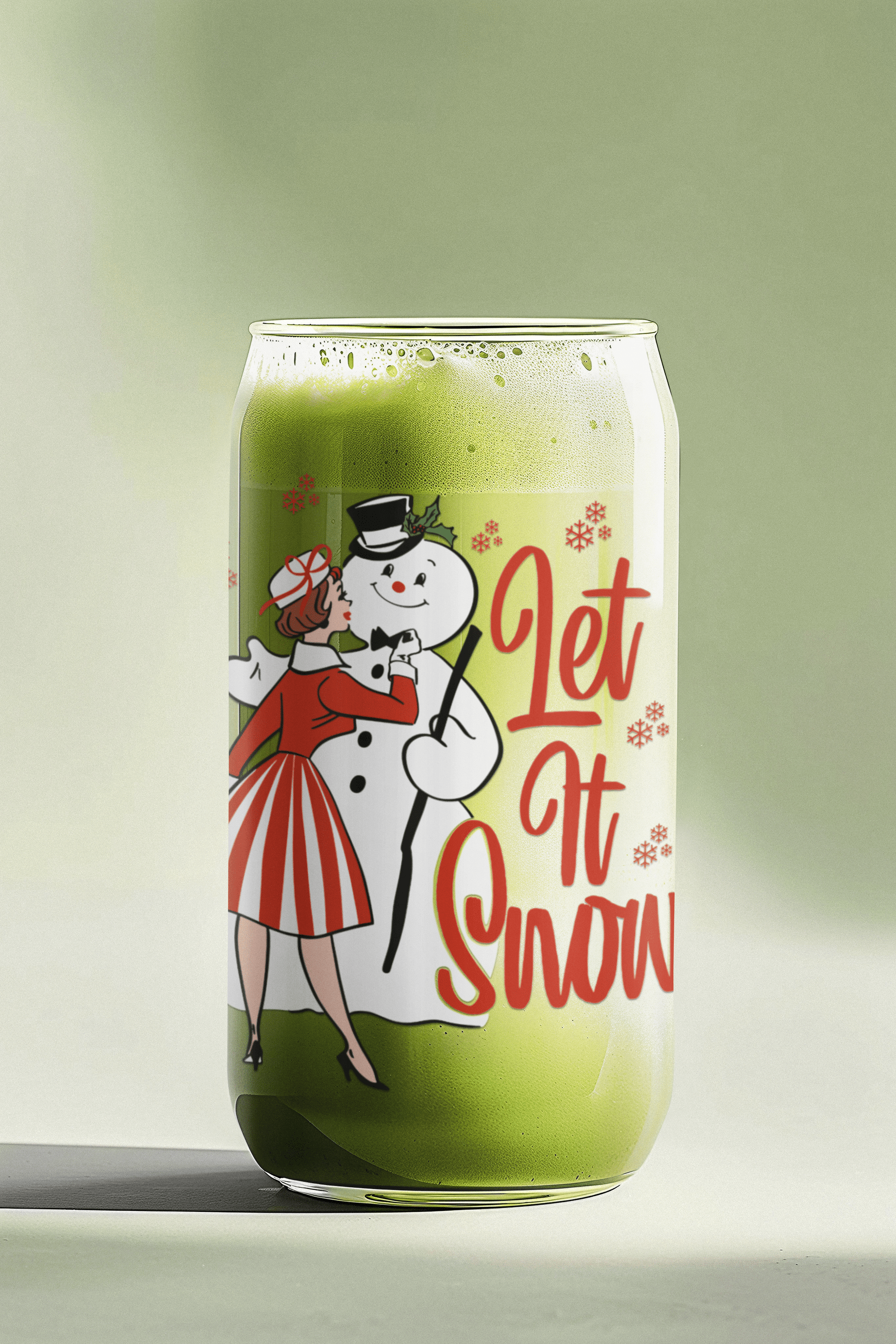 Let It Snow Retro 16 oz. Glass Cup - Merry May
