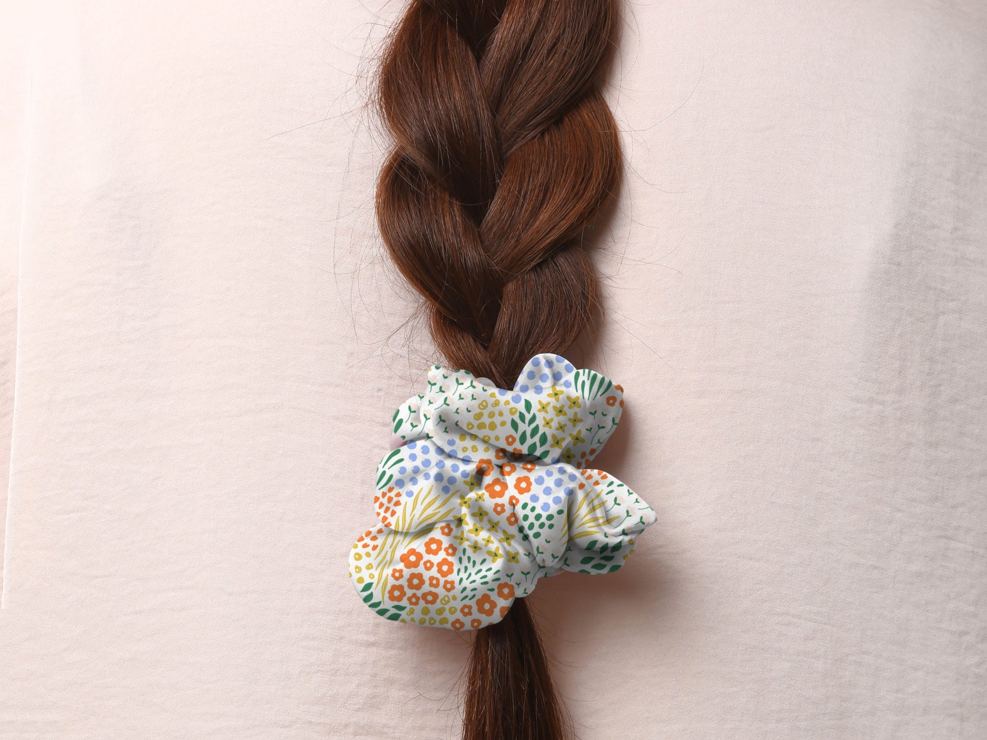 Light Winter Floral Recycled Fabric Hair Scrunchie - Merry May