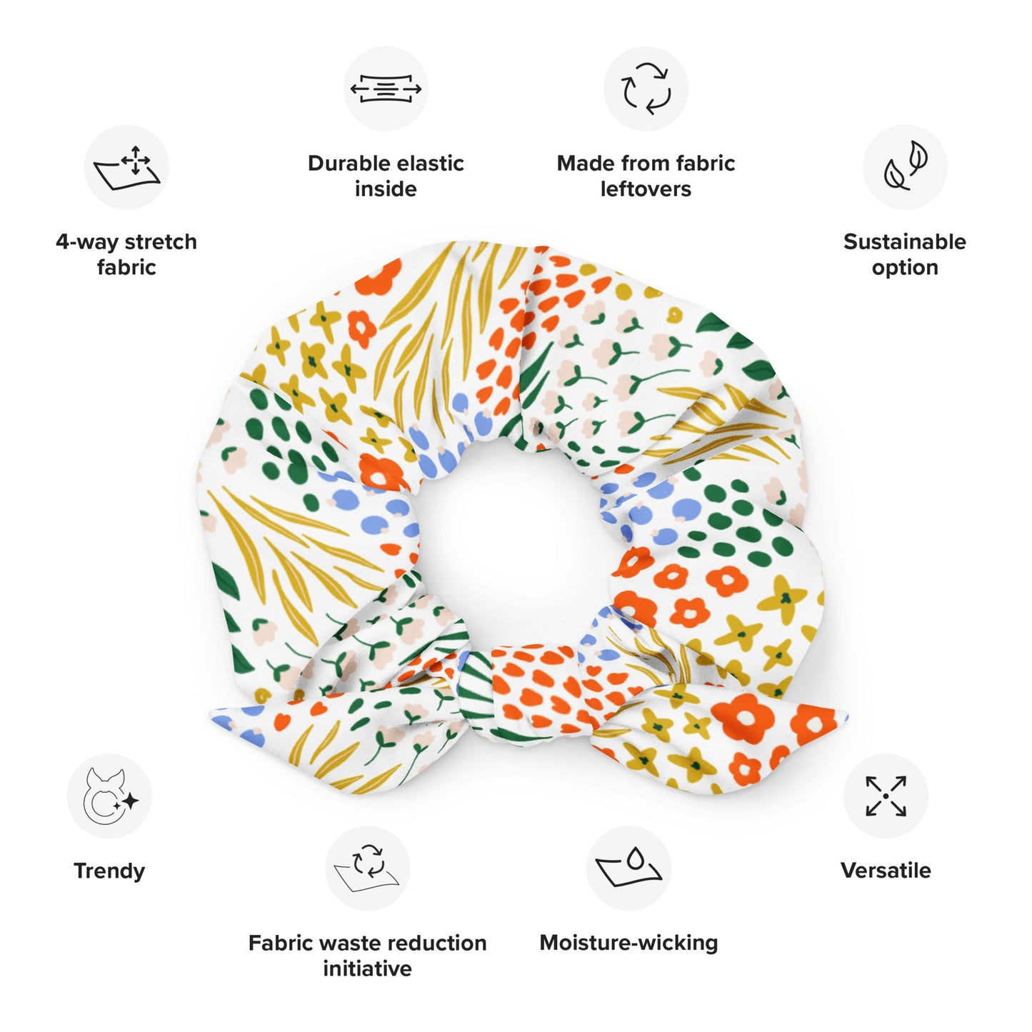 Light Winter Floral Recycled Fabric Hair Scrunchie - Merry May